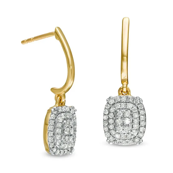 Goldia Earrings 033 CT TW Composite Diamond Elongated Cushion Frame Drop Earrings in 10K Gold Goldia Earrings 033 CT TW Composite Diamond Elongated Cushion Frame Drop Earrings in 10K Gold