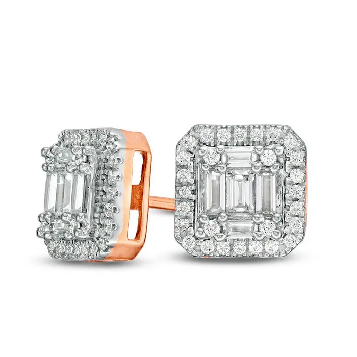 Goldia Earrings 063 CT TW Composite Diamond Square Frame Stud Earrings in 14K Rose Gold Goldia Earrings 063 CT TW Composite Diamond Square Frame Stud Earrings in 14K Rose Gold