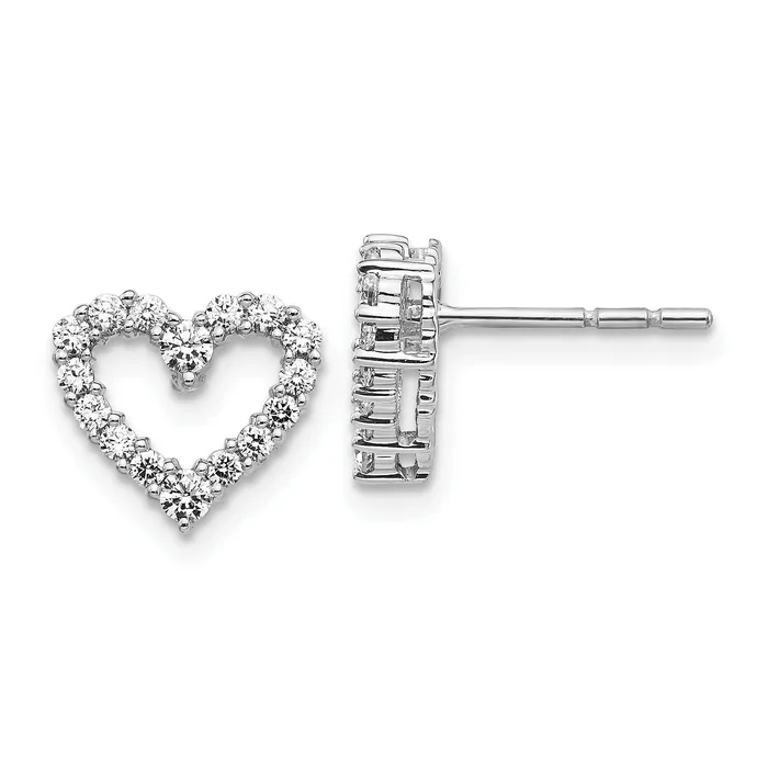 Goldia Earrings 10k White Gold 12 Ct Lab Grown Diamond VSSI G Heart Post Earrings Goldia Earrings 10k White Gold 12 Ct Lab Grown Diamond VSSI G Heart Post Earrings