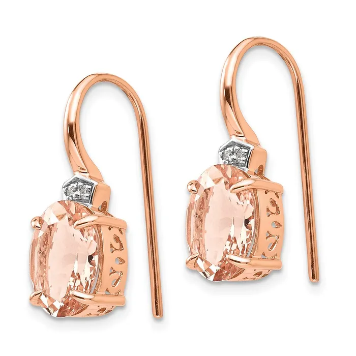 Goldia Earrings 14k Rose Gold Real Diamond and Morganite Dangle Earrings