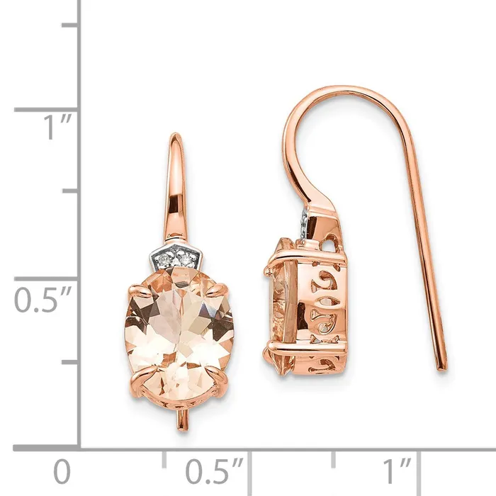 Goldia Earrings 14k Rose Gold Real Diamond and Morganite Dangle Earrings