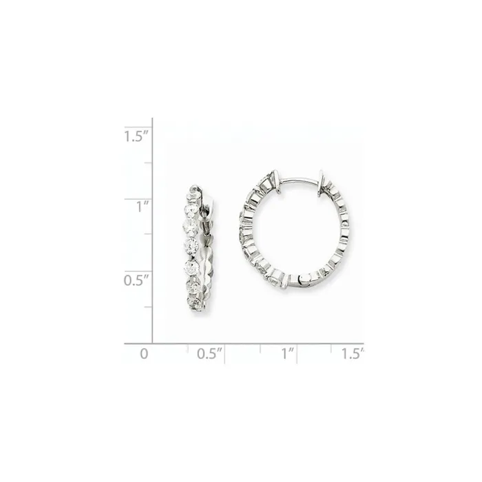 Goldia Earrings 14k White AA Real Diamond Hinged Hoop Earrings