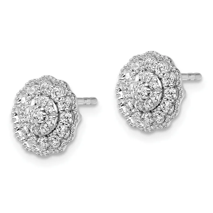 Goldia Earrings 14k White Gold 12 Ct Lab Grown Diamond VSSI G Halo Post Earrings