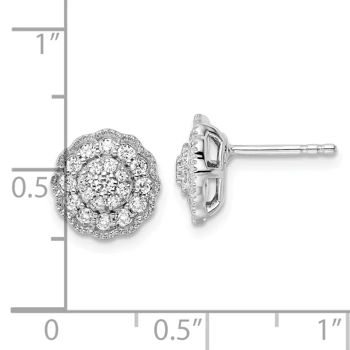 Goldia Earrings 14k White Gold 12 Ct Lab Grown Diamond VSSI G Halo Post Earrings