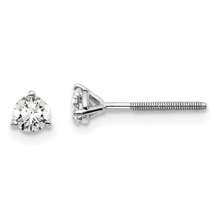 Goldia Earrings 14k White Gold 13 ctw Lab Grown Diamond VSSI G Round 3 Prong Heavy Wt Screwback Stud Earrings Goldia Earrings 14k White Gold 13 ctw Lab Grown Diamond VSSI G Round 3 Prong Heavy Wt Screwback Stud Earrings