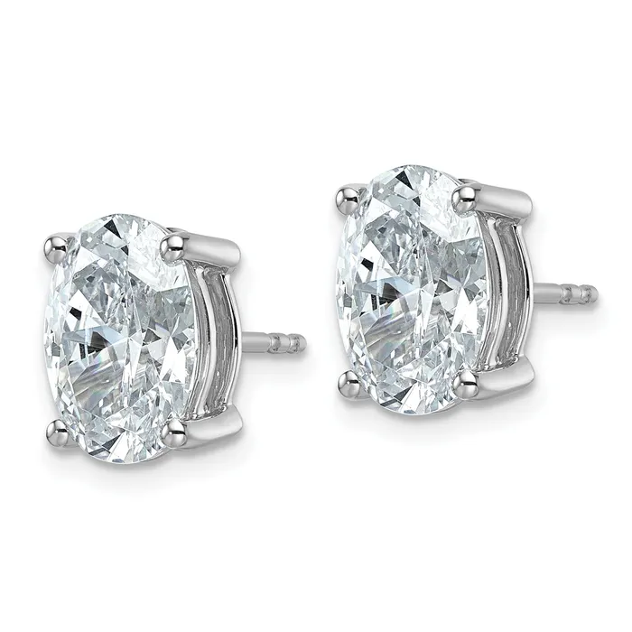 Goldia Earrings 14k White Gold 5 ctw Lab Grown Diamond VSSI G Oval 4 Prong Heavy Wt Stud Earrings