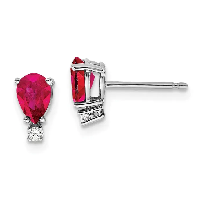 Goldia Earrings 14k White Gold 6x4mm Pear Ruby u0026 AAA Real Diamond Earrings Goldia Earrings 14k White Gold 6x4mm Pear Ruby u0026 AAA Real Diamond Earrings