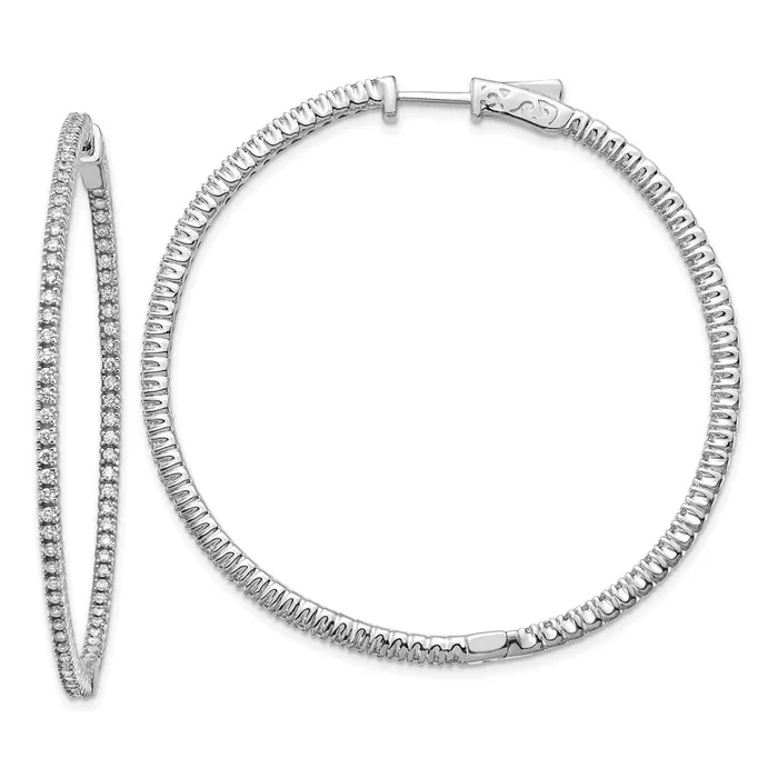 Goldia Earrings 14k White Gold Diamond Round Hoop wSafety Clasp Earrings Goldia Earrings 14k White Gold Diamond Round Hoop wSafety Clasp Earrings
