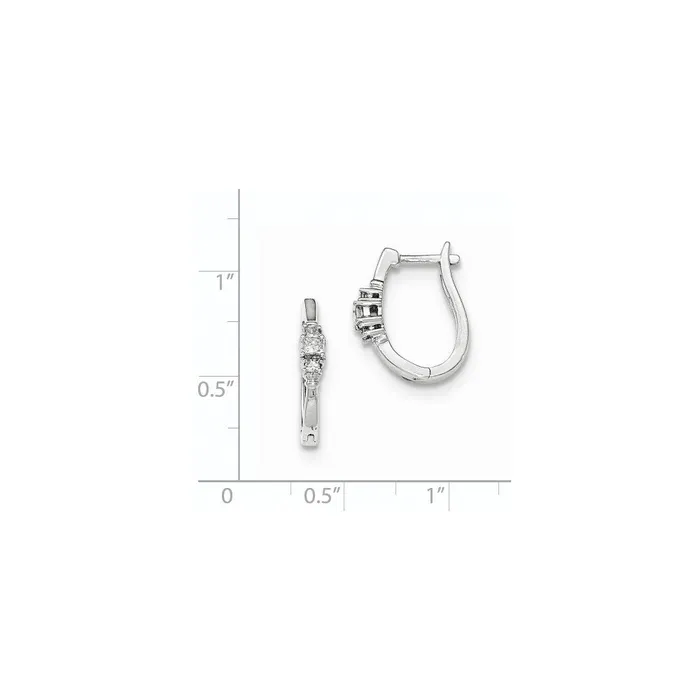 Goldia Earrings 14k White Gold Princess 3 Stone Real Diamond Hinged Hoop Earrings