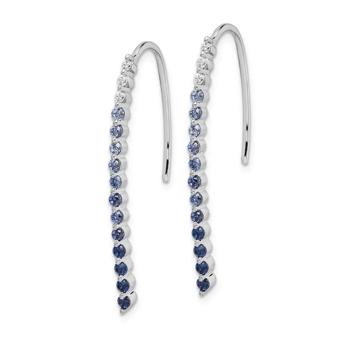 Goldia Earrings 14k White Gold Real Diamond and Sapphire Earrings