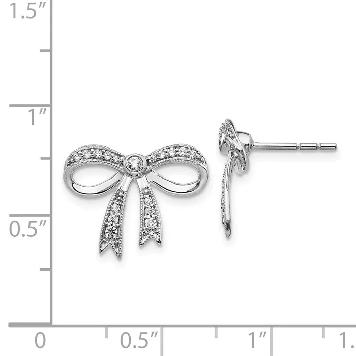 Goldia Earrings 14k White Gold Real Diamond Bow Earrings