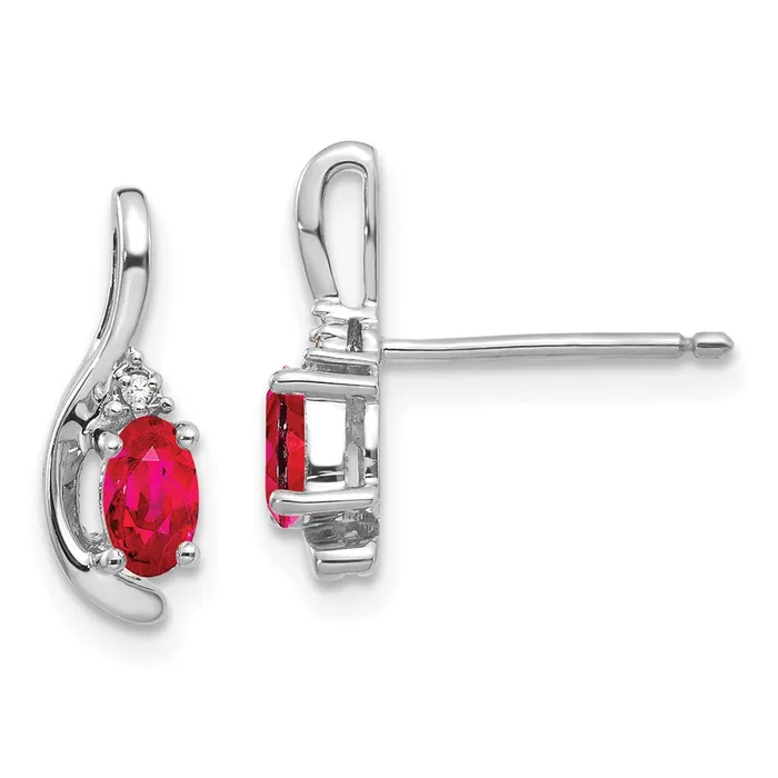 Goldia Earrings 14k White Gold Ruby and Diamond Post Earrings
