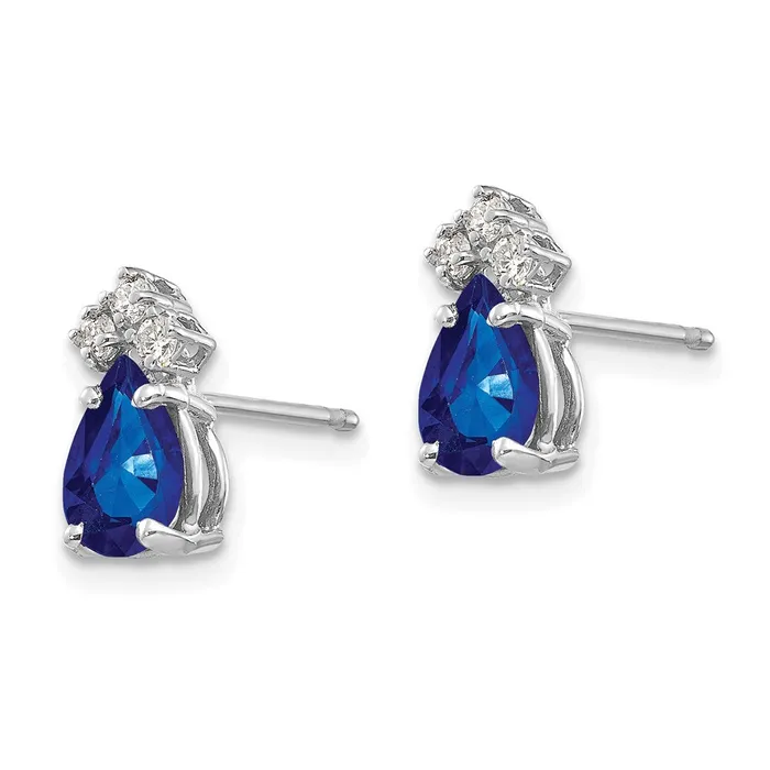 Goldia Earrings 14k White Gold Sapphire Real Diamond Post Earrings