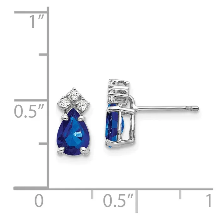Goldia Earrings 14k White Gold Sapphire Real Diamond Post Earrings