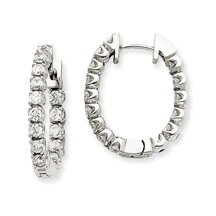 Goldia Earrings 14k White Gold VS Real Diamond Hinged Hoop Earrings