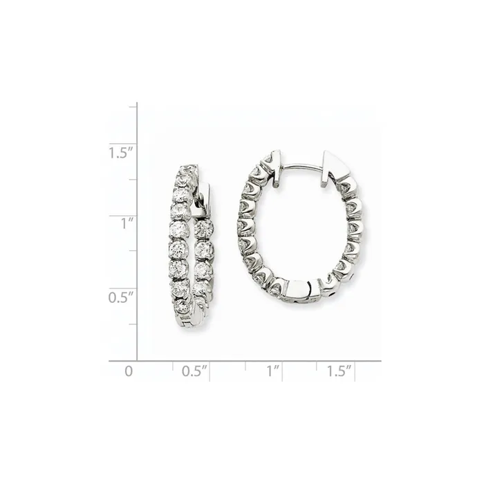 Goldia Earrings 14k White Gold VS Real Diamond Hinged Hoop Earrings