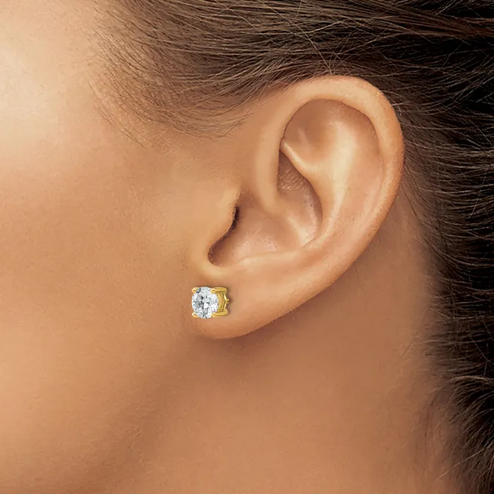 Goldia Earrings 14k Yellow Gold 2 ctw Certified Lab Grown Diamond VSSI G Round 4 Prong Heavy Wt Stud Earrings