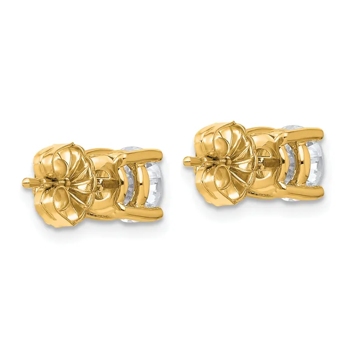 Goldia Earrings 14k Yellow Gold 2 ctw Certified Lab Grown Diamond VSSI G Round 4 Prong Heavy Wt Stud Earrings