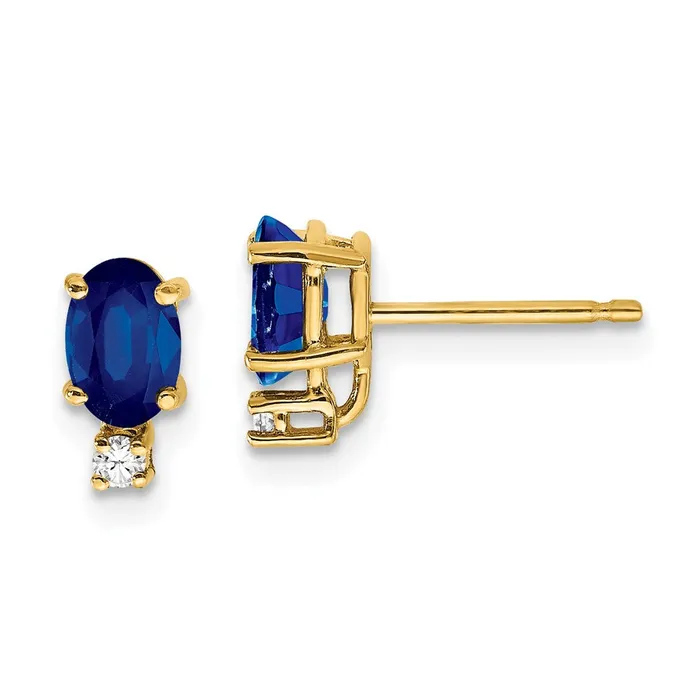 Goldia Earrings 14k Yellow Gold Sapphire Real Diamond Post Earrings