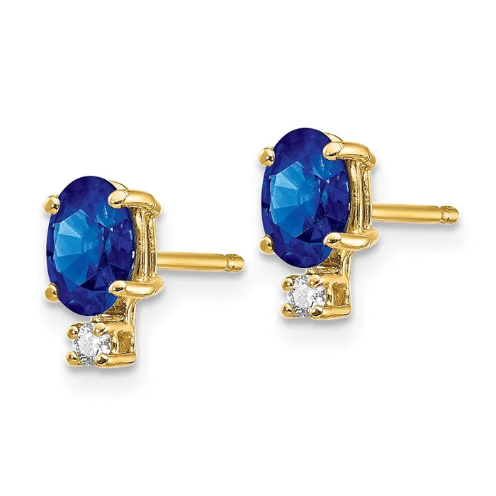 Goldia Earrings 14k Yellow Gold Sapphire Real Diamond Post Earrings