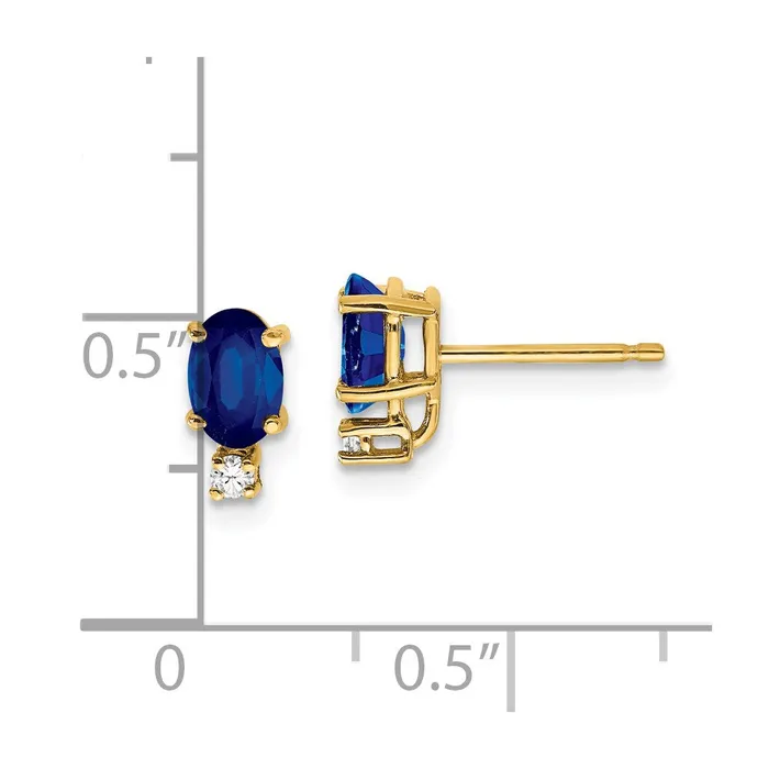 Goldia Earrings 14k Yellow Gold Sapphire Real Diamond Post Earrings
