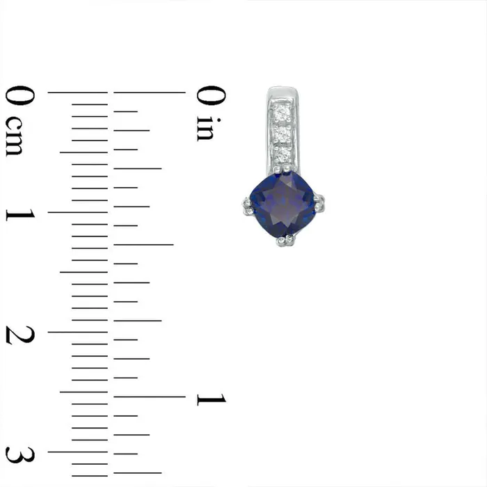 Goldia Earrings 50mm CushionCut LabCreated Blue Sapphire and Diamond Accent Drop Earrings in 10K White Gold Goldia Earrings 50mm CushionCut LabCreated Blue Sapphire and Diamond Accent Drop Earrings in 10K White Gold