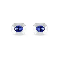 Goldia Earrings Oval Blue LabCreated Sapphire Solitaire Octagonal Frame Stud Earrings in Sterling Silver Goldia Earrings Oval Blue LabCreated Sapphire Solitaire Octagonal Frame Stud Earrings in Sterling Silver