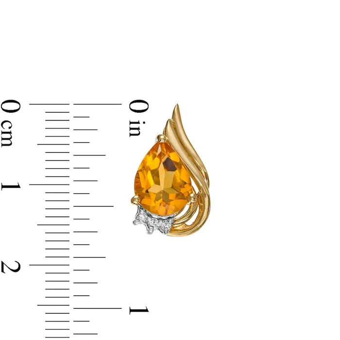 Goldia Earrings PearShaped Citrine and 005 CT TW Diamond Flame Stud Earrings in 10K Gold Goldia Earrings PearShaped Citrine and 005 CT TW Diamond Flame Stud Earrings in 10K Gold