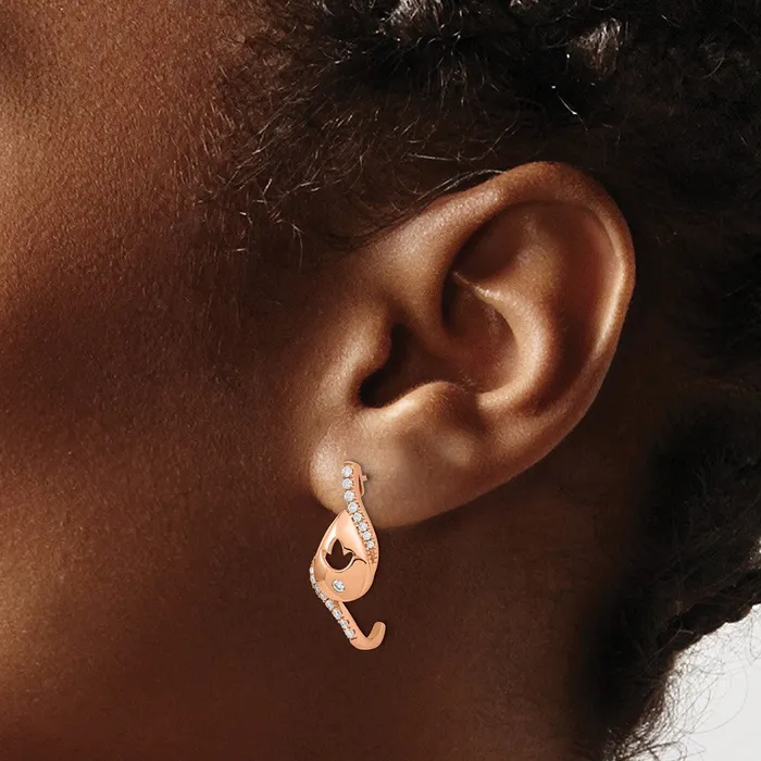 Goldia Earrings Solid 14k Rose Gold Polished Simulated CZ Teardrop wflower Post Earrings
