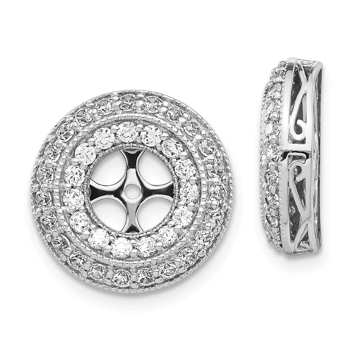 Goldia Earrings Solid 14k White Gold Fancy Simulated CZ Earring JacKets