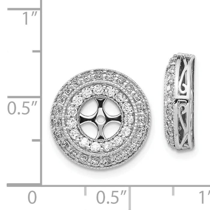 Goldia Earrings Solid 14k White Gold Fancy Simulated CZ Earring JacKets Goldia Earrings Solid 14k White Gold Fancy Simulated CZ Earring JacKets