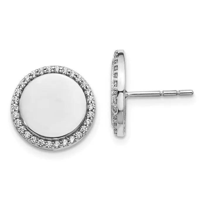 Goldia Earrings Solid 14k White Gold Simulated CZ Fancy Circle Earrings