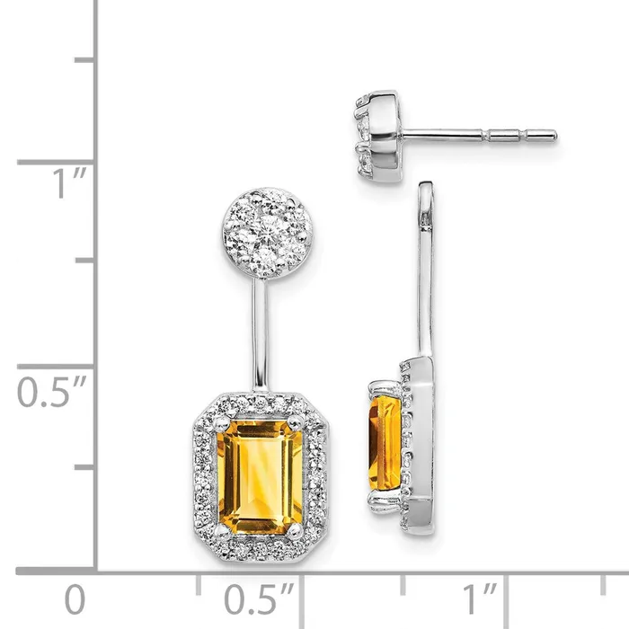 Goldia Earrings Solid 14k White Gold Simulated CZ SimulatedSimulated Citrine FrontBacK Earrings Goldia Earrings Solid 14k White Gold Simulated CZ SimulatedSimulated Citrine FrontBacK Earrings