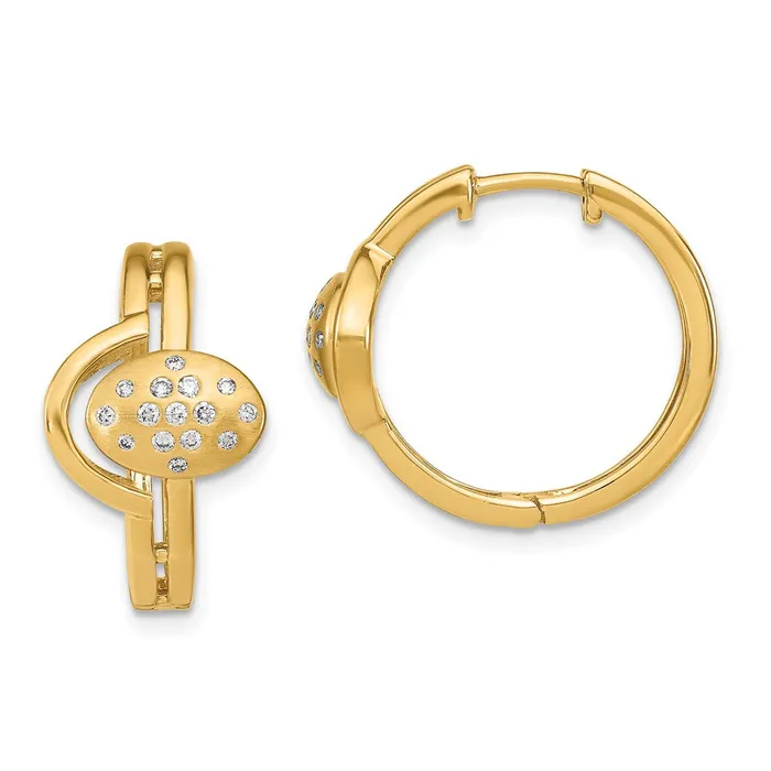 Goldia Earrings Solid 14k Yellow Gold SatinPolished Simulated CZ Hinged Hoop Earrings Goldia Earrings Solid 14k Yellow Gold SatinPolished Simulated CZ Hinged Hoop Earrings