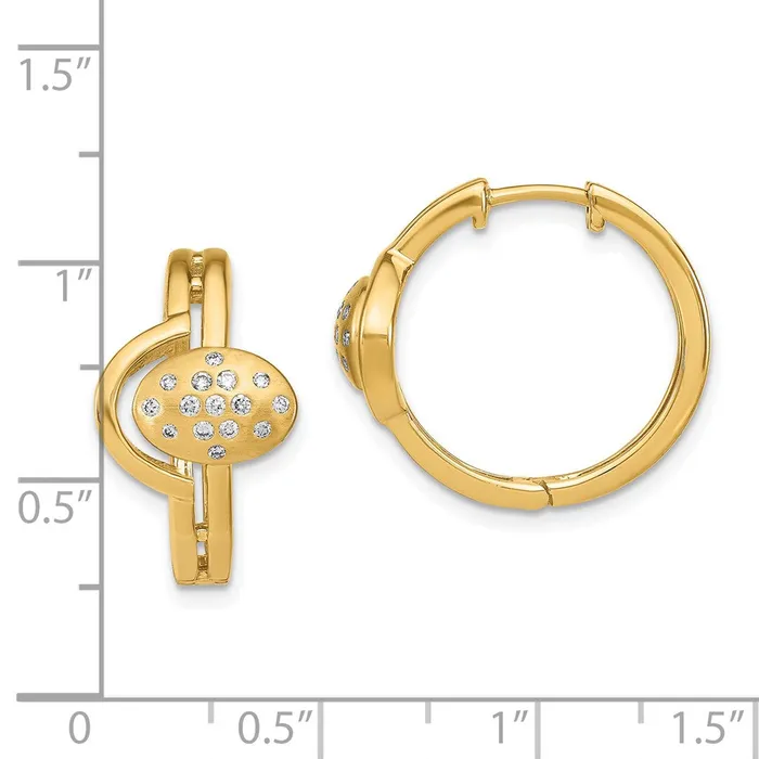 Goldia Earrings Solid 14k Yellow Gold SatinPolished Simulated CZ Hinged Hoop Earrings Goldia Earrings Solid 14k Yellow Gold SatinPolished Simulated CZ Hinged Hoop Earrings