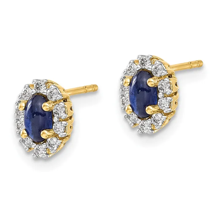 Goldia Earrings Solid 14k Yellow Gold Simulated CZ and Sapphire Oval Halo Earrings Goldia Earrings Solid 14k Yellow Gold Simulated CZ and Sapphire Oval Halo Earrings