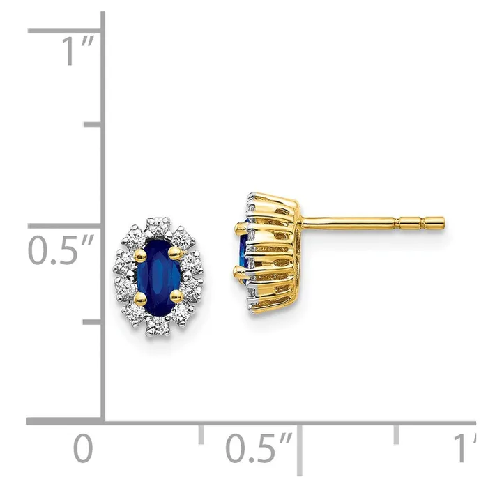 Goldia Earrings Solid 14k Yellow Gold Simulated CZ and Sapphire Oval Halo Earrings Goldia Earrings Solid 14k Yellow Gold Simulated CZ and Sapphire Oval Halo Earrings