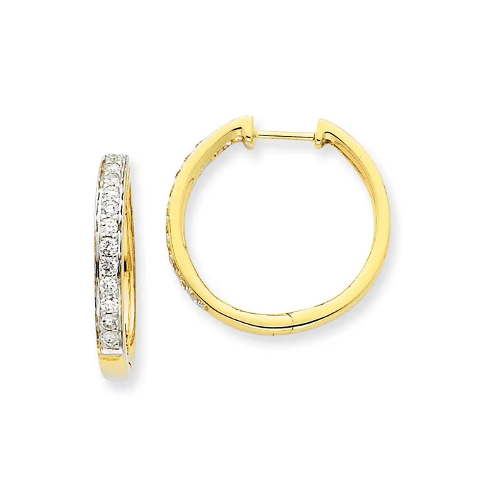 Goldia Earrings Solid 14k Yellow Gold Simulated CZ Hoop Earrings