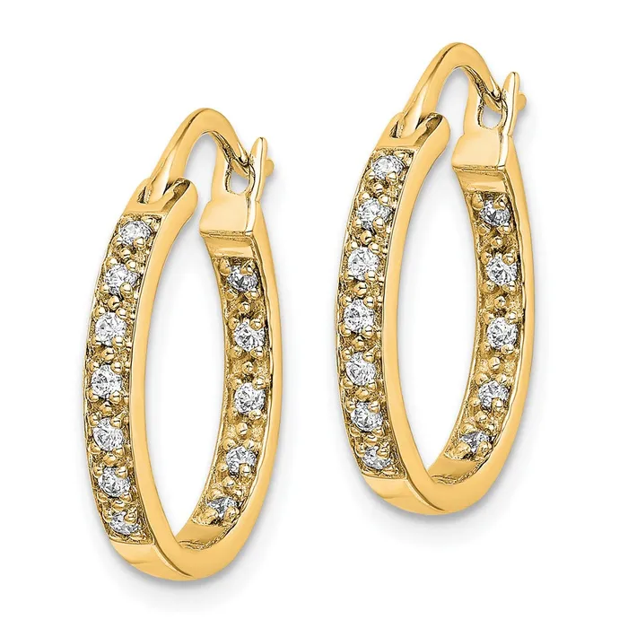 Goldia Earrings Solid 14k Yellow Gold Simulated CZ InOut Hoop Earrings