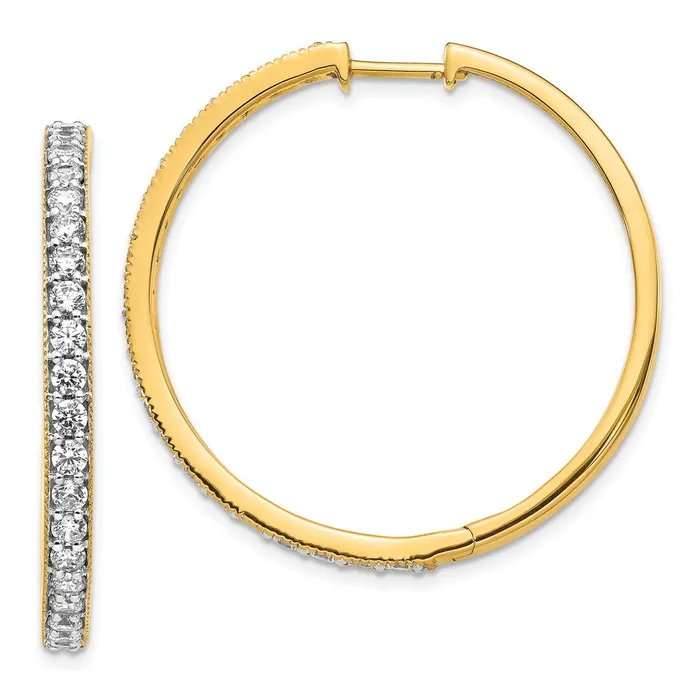 Goldia Earrings Solid 14k Yellow Gold Simulated CZ Milgrain Hinged Hoop Earrings Goldia Earrings Solid 14k Yellow Gold Simulated CZ Milgrain Hinged Hoop Earrings