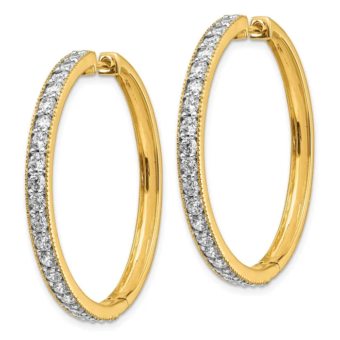 Goldia Earrings Solid 14k Yellow Gold Simulated CZ Milgrain Hinged Hoop Earrings Goldia Earrings Solid 14k Yellow Gold Simulated CZ Milgrain Hinged Hoop Earrings