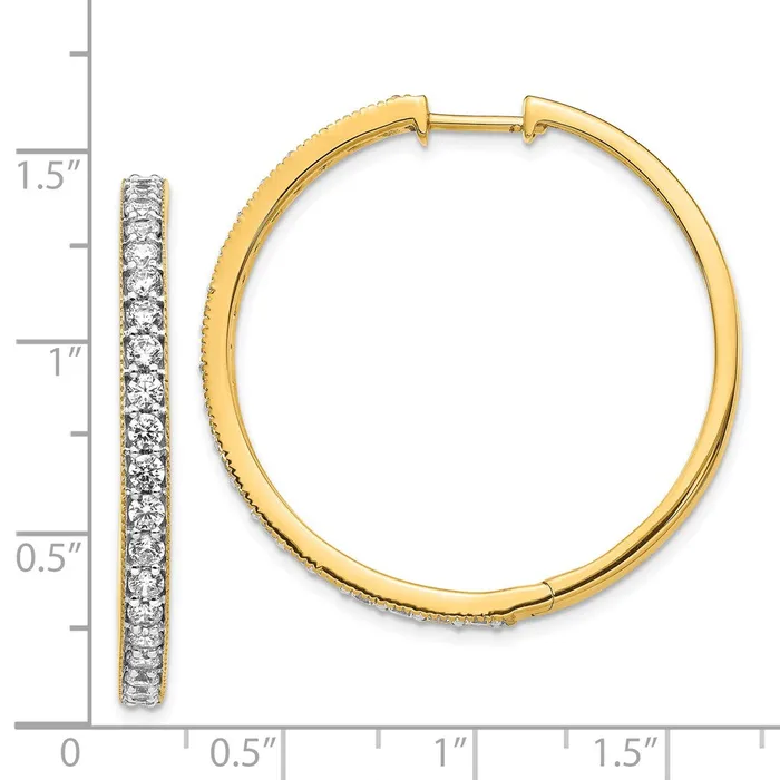 Goldia Earrings Solid 14k Yellow Gold Simulated CZ Milgrain Hinged Hoop Earrings Goldia Earrings Solid 14k Yellow Gold Simulated CZ Milgrain Hinged Hoop Earrings