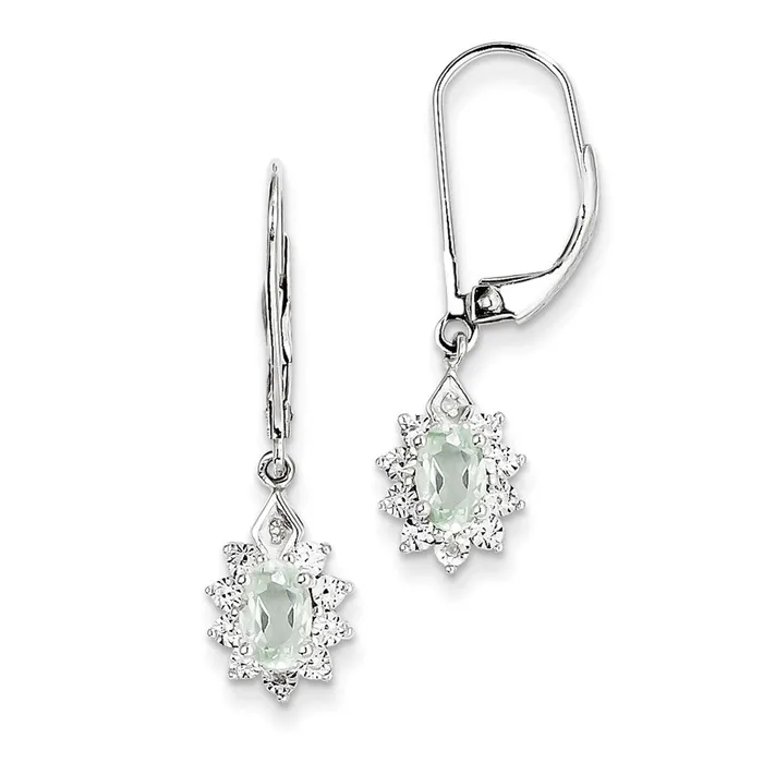 Goldia Earrings Sterling Silver Diamond u0026 Green Quartz Earrings