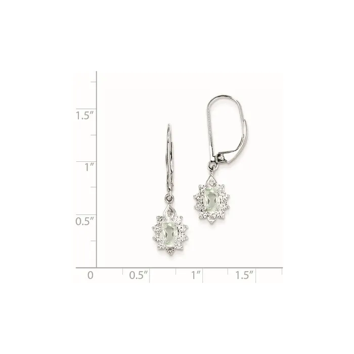 Goldia Earrings Sterling Silver Diamond u0026 Green Quartz Earrings