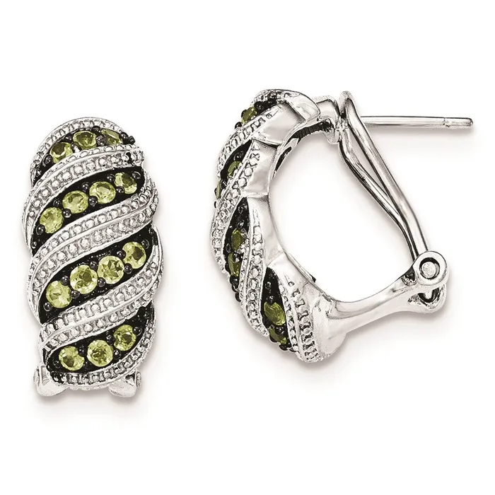 Goldia Earrings Sterling Silver Peridot Omega Back Earrings