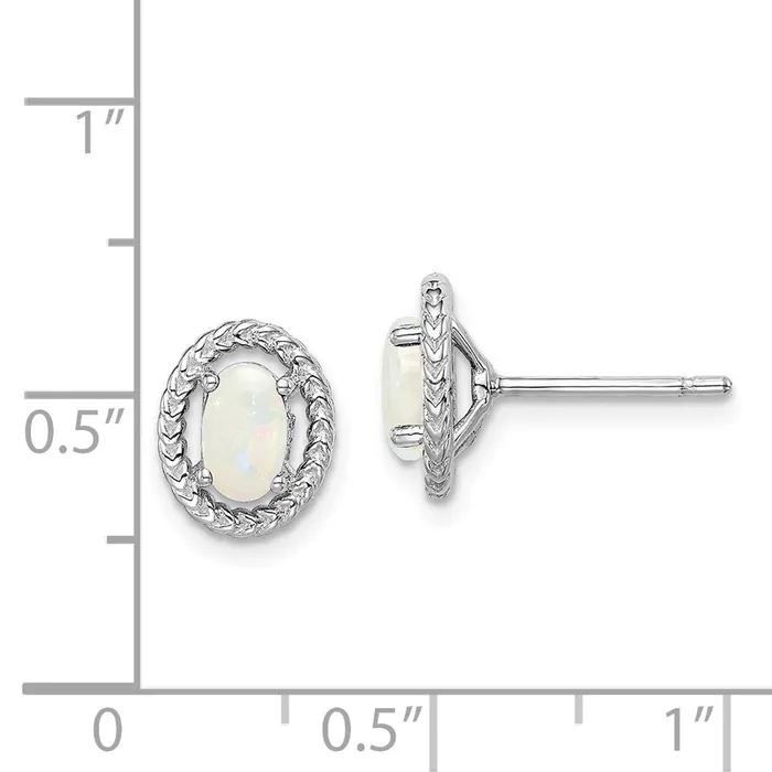 Goldia Earrings Sterling Silver Rhodplat Milky Opal Oval Post Earrings