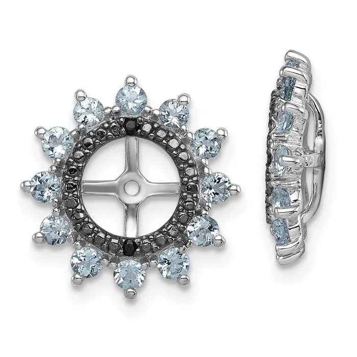 Goldia Earrings Sterling Silver Rhodium Aquamarine u0026 Black Sapphire Earring Jacket Goldia Earrings Sterling Silver Rhodium Aquamarine u0026 Black Sapphire Earring Jacket