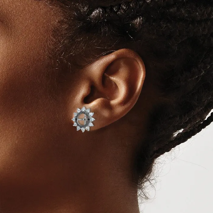 Goldia Earrings Sterling Silver Rhodium Aquamarine u0026 Black Sapphire Earring Jacket