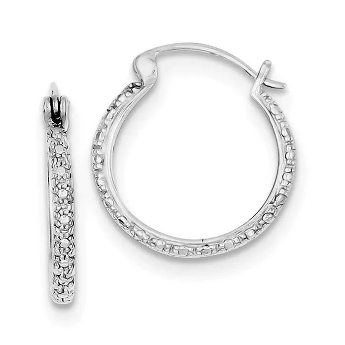 Goldia Earrings Sterling Silver Rhodium Diamond Hoop Earring