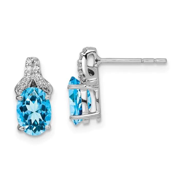 Goldia Earrings Sterling Silver Rhodium Diamond u0026 Light Swiss Blue Topaz Post Earrings Goldia Earrings Sterling Silver Rhodium Diamond u0026 Light Swiss Blue Topaz Post Earrings
